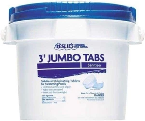 Leslies 3-Inch Jumbo Chlorine Tablets 10 lbs for Swimming Pool Sanitizer - Picture 1 of 2