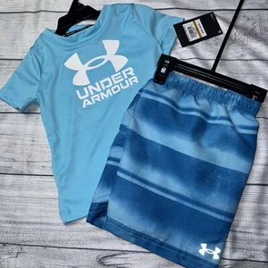 Under Armour Toddler Boys Blue Swim Set NEW Rash Guard Trunks - Picture 1 of 1