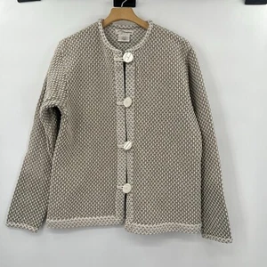 Vintage Women’s Norm Thompson Cardigan 100% Organic Cotton Beige Cream M USA - Picture 1 of 5