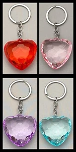 NEW LARGE ACRYLIC TRANSLUCENT HEART KEY CHAIN SELECT COLOR FREE USA SHIPPING - Picture 1 of 20