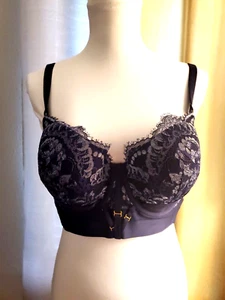 Reggiseno donna boudoir City Chic taglia 40D nuovo con etichetta boudoir pizzo Avenue blu navy - Foto 1 di 4