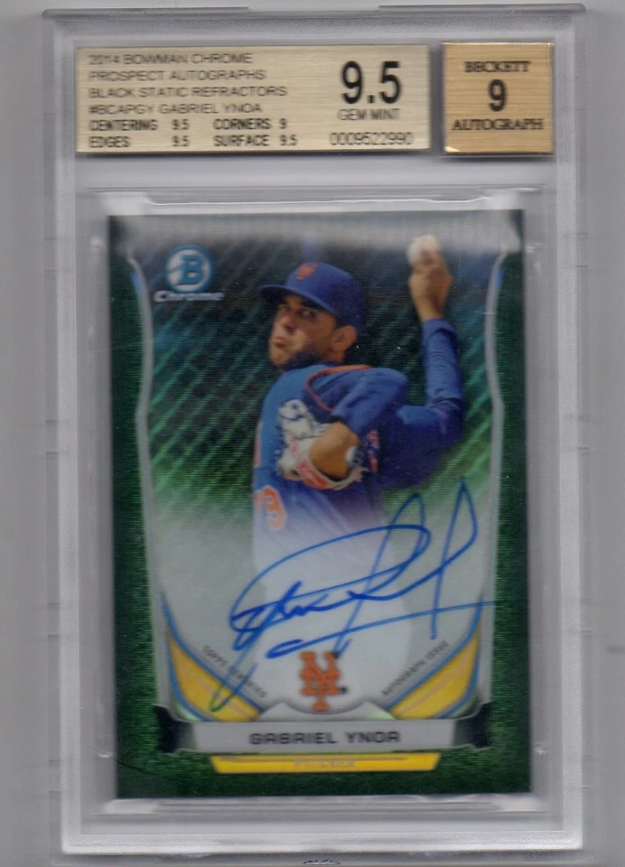 2014 Bowman Chrome Black S Ref. Gabriel Ynoa 15/15 Autograph RC BGS 9.5 /w 9Auto - Image 1 of 1