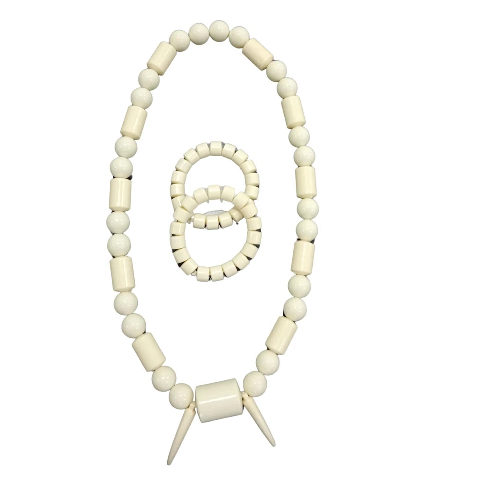 Juego de collar y pulsera de cuentas de coral de plástico blanco, conjunto de joyas de boda africana Foto 1 de 1