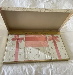 CANNON | SZ Double Boxed Sheet Set | Fine Percale Pink Whisper Rosebuds VTG NIP - Picture 1 of 10