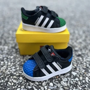 Adidas Superstar CF X LEGO Toddler Size 4 Walking Shoes Black Sneakers #USED - Picture 1 of 15