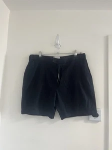 L Estrange London Shorts Mens Size XL Navy Blue Organic Linen Cotton - Picture 1 of 12