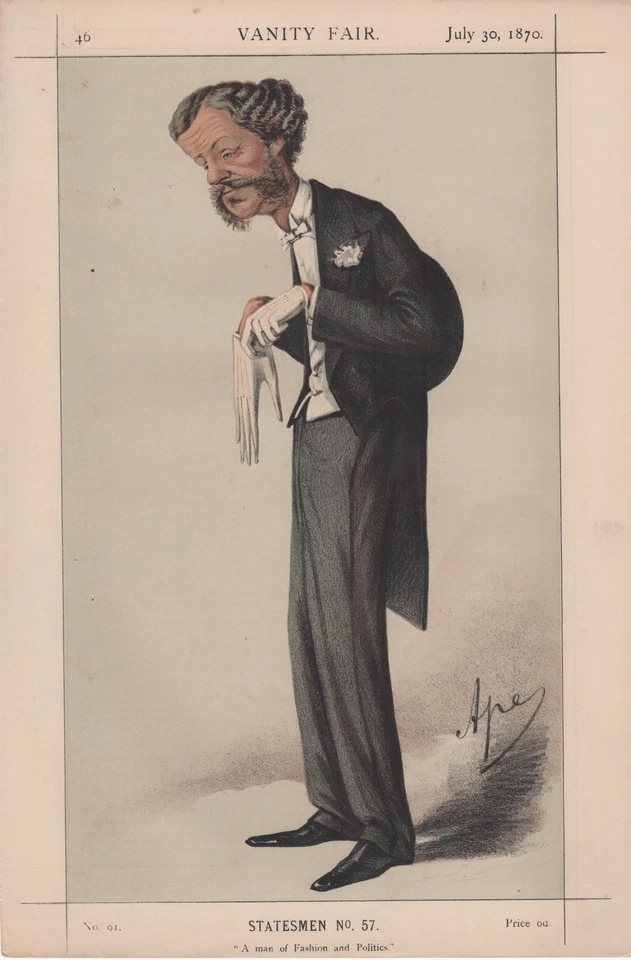 Антикварная политическая литография лорда Генри Леннокса Vanity Fair, 1870 г. - Изображение 1 из 1