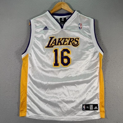 Pau Gasol #16 Los Angeles Lakers Basketball Jersey Youth XL 18-20 White Adidas - Image 1 of 4