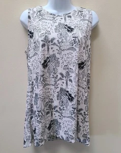 J Jill Wearever Collection Womens M Tunic Top Black White Sleeveless - Picture 1 of 14