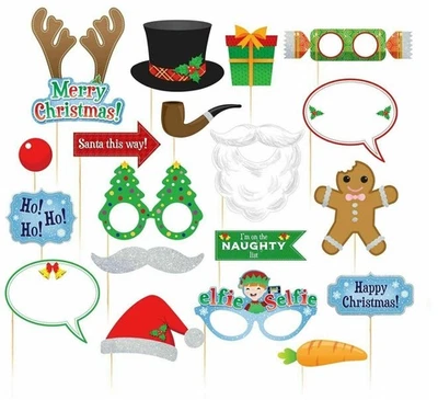 HENBRANDT 20 x Christmas Themed Party Photo Props Signs Table Decor Booth Office Dinner