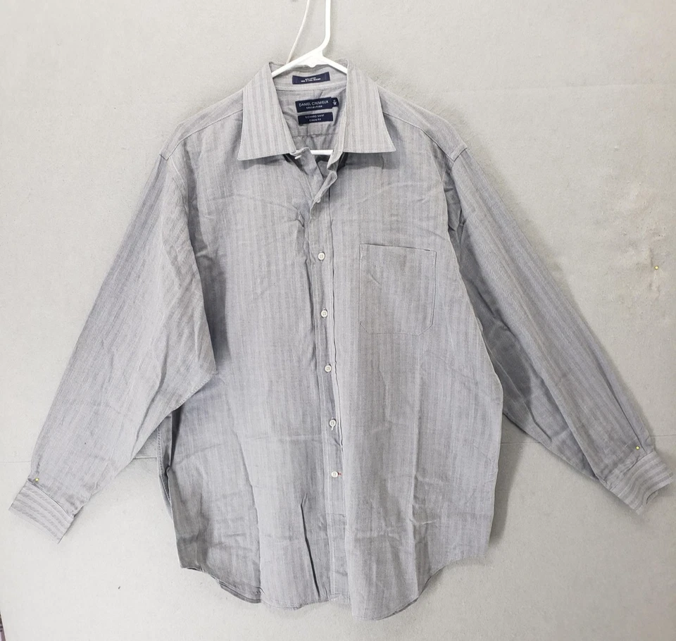 Daniel Cremieux Shirt Mens 17 35 Herringbone Stripe Richard Classic Fit Dress - Image 1 of 4