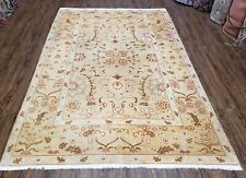Vintage Turkish Oushak Area Rug 6x9 Wool Handmade Oriental Carpet Peach Yellow