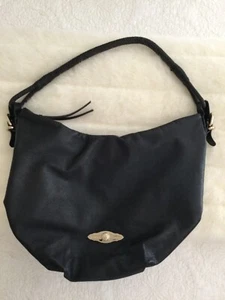 Elliot Luca Large Black Leather Shoulder Handbag Braided Strap - Picture 1 of 10