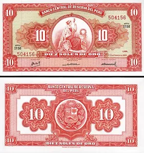 Peru 10 Soles de Oro 1968, UNC, P-84 - Picture 1 of 3