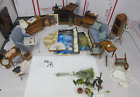 Living Room Dollhouse Furniture Clock Sofa & Miniature House Electric Lights Lot