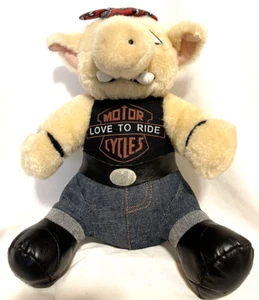 Plush Stuffed Animal Love To Ride Motorcycles Hog Vintage 10"t Vintage Biker - Bild 1 von 11