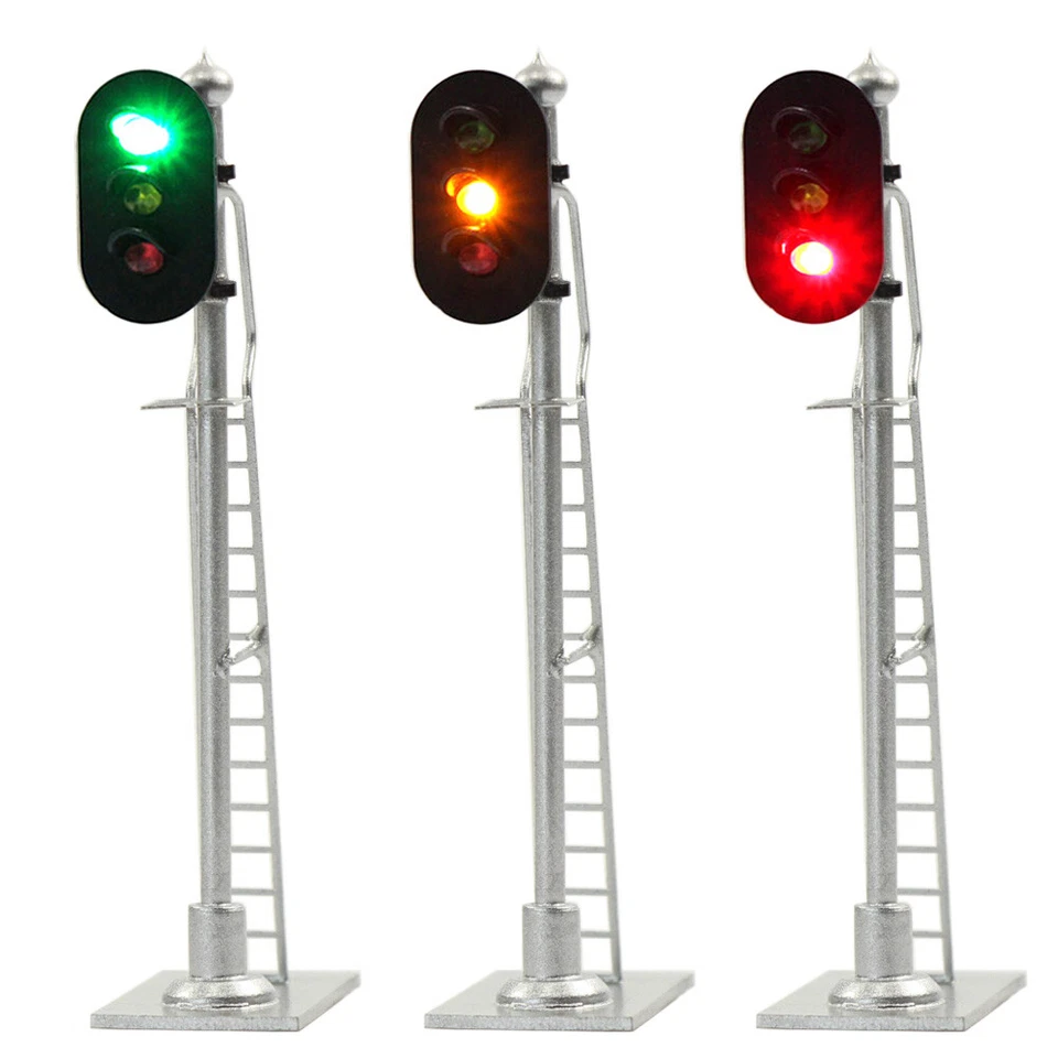 3pcs Model Railroad HO Scale 1:87 Track Block Signals Green Yellow Red LEDs - Image 1 of 4