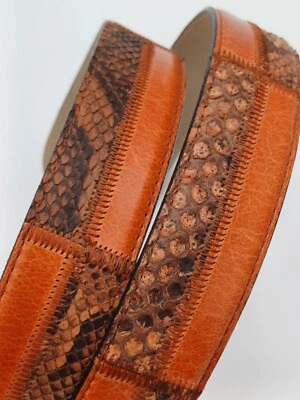 CINTURA VERO PITONE E VERA PELLE - VINTAGE '80/90 BICOLORE - Immagine 1 di 4