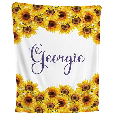 Manta Girasol - Tiro de Vellón Flor Personalizado, Guardería Niños Bebé Regalo Foto 1 de 4