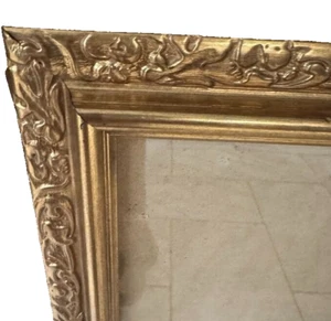 VTG ? Ornate Wood Baroque St Gold Picture Frame Under Glass 24" x 18", USA. - Picture 1 of 13