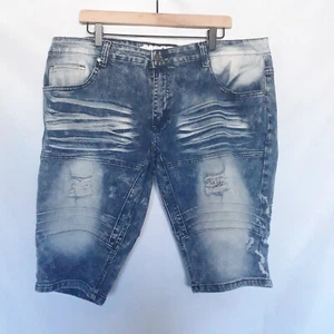 Pantalones cortos para hombre Mecca elásticos ajustados talla 40 lavado ácido azul envejecido - Imagen 1 de 11