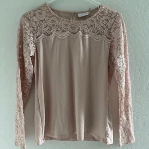 Calvin Klein Blouse Pink Long Sleeve Lace Size Small Shirt ballet Light - Picture 1 of 8