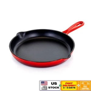 Emailliert Gusseisen Pfanne Induktionssicher Kochgeschirr Braten Anbraten Backen Werkzeug USA - Bild 1 von 6