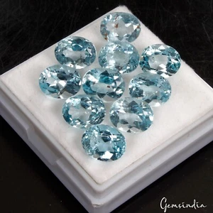 32,90 quilates/10 piezas gemas de topacio azul suizo natural sin tratar ovaladas calibradas 10x7 mm - Imagen 1 de 8