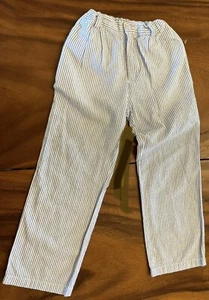 E Land Boys Sz 6 Dress Pants Blue & White Seersucker Cotton Flat Front Adj Waist - Picture 1 of 8