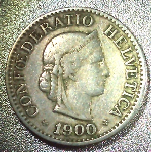 1900-B SWITZERLAND, 10 RAPPEN, XF CONDITION, COPPER/NICKEL, CIRCULATED - Picture 1 of 2