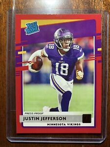 2020 Panini Donruss Rated Rookies Press Proof Red Justin Jefferson #313 Rookie