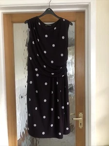 Bodycon Dress UK 12 Petite Size-polka Dot Deep Purple ELASTANE Comfort Bargain! - Picture 1 of 9