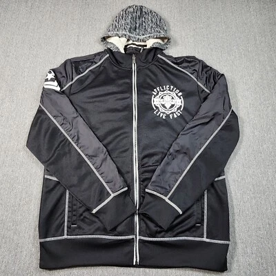 Chaqueta ligera con capucha bordada cremallera completa negra gris AFFLICTION para hombre L Live Fast Foto 1 de 4