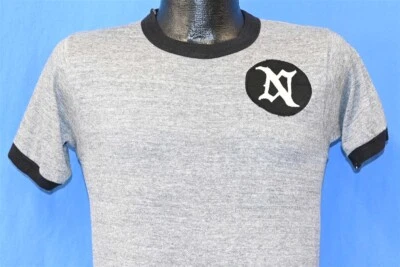 Camiseta vintage años 80 GRIS NEGRO N RAYÓN TRI MEZCLA TIMBRE DOBLE CARA PEQUEÑA S Foto 1 de 4