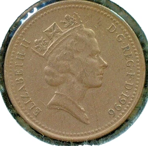 WORLD COIN SALE-1996 UNITED KINGDOM 1 PENNY-BRONZE COMPOSITION COIN-KM#-935 - Picture 1 of 3