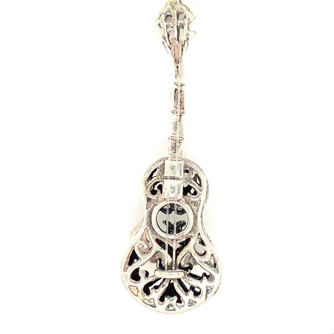 Vintage Sterling Signed 925 Italian Filigree Guitar Musical Instrument Miniature Cover