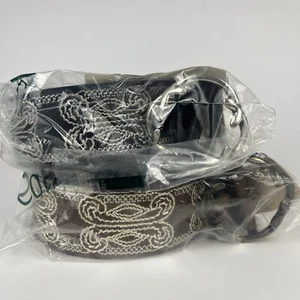 Coldwater Creek Black & Brown Embroidered Belt Set New Never Opened Size L - Picture 1 of 10