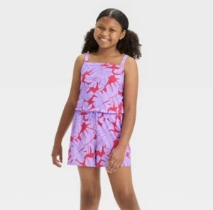 Girls' Woven Romper - All In Motion™ - Grape Purple - Sz Medium - Picture 1 of 3