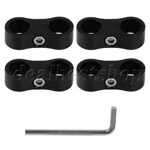 4x Aluminium Hose Pipe Separator Clamps AN6 0.55" Dia Black w/ Wrench - Picture 1 of 9