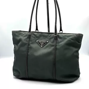 PRADA Tote Bag Nylon Green Authentic - Picture 1 of 23