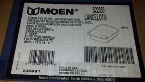 MOEN Lancelot Undermount Stainless Steel 16x20x8 Single Bowl Kitchen Sink - Picture 1 of 3