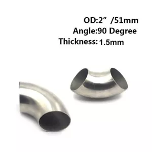 304 Stainless 2 Inch Stainless Steel 90 Degree Bend 51mm Elbow Exhaust Pipe - Bild 1 von 9