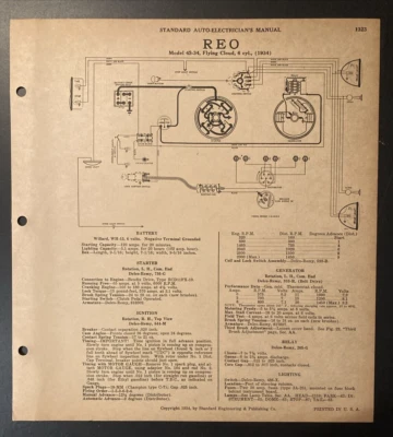 Auto Electricista Esquema 1934 REO Modelo 4S-34 1934 Studebaker Modelo A Dictador Foto 1 de 2