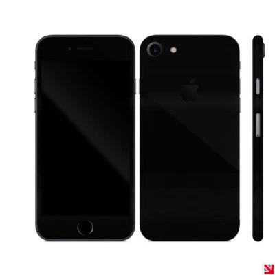 NEGRO Brillo iPhone 7 Recubrimiento Calcomanía Vinilo Adhesivo Envolvente Protector Foto 1 de 2