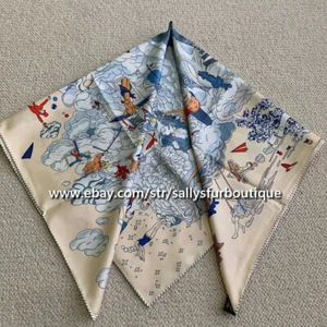 Sallys 18 Momme Twill Silk Wrap Scarf Stole Cloud Animals Double Face Shawl 35" - Picture 1 of 33