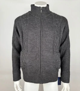 Club Room Cable Knit Full Zip Jacket Mens M NWT Fleece Lining Long Sleeve Wool - Picture 1 of 14