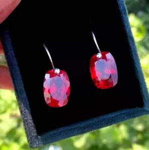 30 Ct Certified Natural Red Ruby 925 Sterling Silver Ruby Earring Gemstone 2 Pcs - Picture 1 of 7