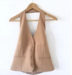 Jason Wu Backless Crepe Halter Vest in Camel ( M ) - Picture 1 of 6