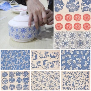 Transfer Paper Flower Applique For Pottery Ceramics Clay Glaze Underglaze Decals - Picture 1 of 34