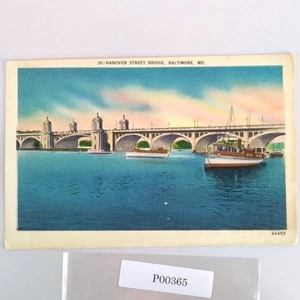 Hanover Street Bridge Baltimore Maryland Vintage Lino Postal 1955 Envíos - Imagen 1 de 2